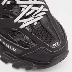 Balenciaga Black Faux Leather Track Mule Sneakers Size 37