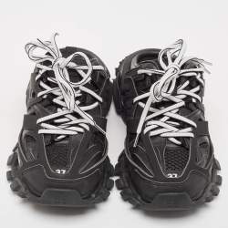 Balenciaga Black Faux Leather Track Mule Sneakers Size 37