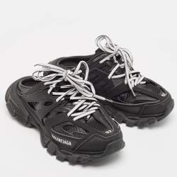 Balenciaga Black Faux Leather Track Mule Sneakers Size 37