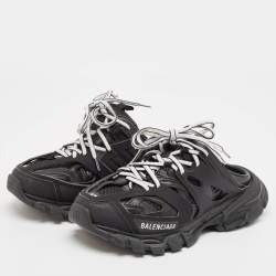 Balenciaga Black Faux Leather Track Mule Sneakers Size 37