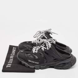 Balenciaga Black Faux Leather Track Mule Sneakers Size 37