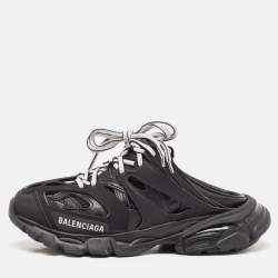 Balenciaga Black Faux Leather Track Mule Sneakers Size 37