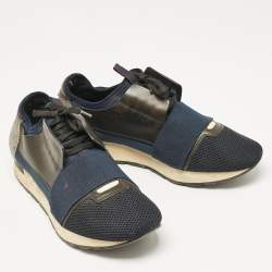 Balenciaga Multicolor Leather and Mesh Race Runner Low Top Sneakers Size 41