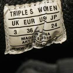 Pre Owned Balenciaga Black Faux Leather Triple S All Over Logo Sneakers Size 36