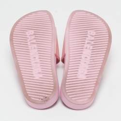 Balenciaga Pink Rubber Logo Embossed Flat Slides Size 39