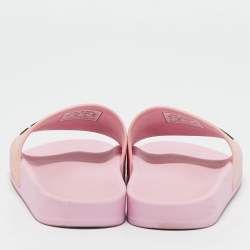 Balenciaga Pink Rubber Logo Embossed Flat Slides Size 39