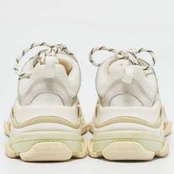 Balenciaga White Leather and Mesh Triple S Low Top Sneakers Size 38