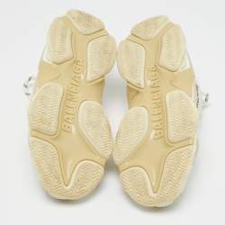 Balenciaga White Leather and Mesh Triple S Low Top Sneakers Size 38