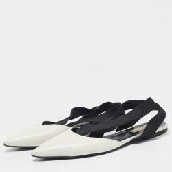 Balenciaga White Leather Knife Pointed Toe Slingback Flats Size 39