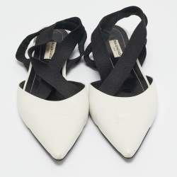 Balenciaga White Leather Knife Pointed Toe Slingback Flats Size 39