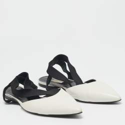 Balenciaga White Leather Knife Pointed Toe Slingback Flats Size 39