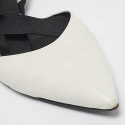Balenciaga White Leather Knife Pointed Toe Slingback Flats Size 39