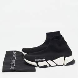Balenciaga Black Knit Fabric Speed Trainer High Top Sneakers Size 38