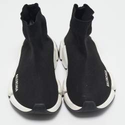 Balenciaga Black Knit Fabric Speed Trainer High Top Sneakers Size 38