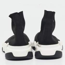 Balenciaga Black Knit Fabric Speed Trainer High Top Sneakers Size 38