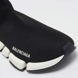 Balenciaga Black Knit Fabric Speed Trainer High Top Sneakers Size 38