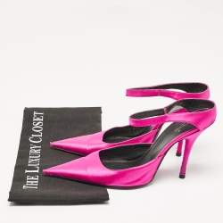 Balenciaga Pink Satin Pointed Toe Mary Jane Pumps Size 37.5