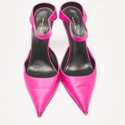 Balenciaga Pink Satin Pointed Toe Mary Jane Pumps Size 37.5