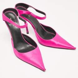 Balenciaga Pink Satin Pointed Toe Mary Jane Pumps Size 37.5