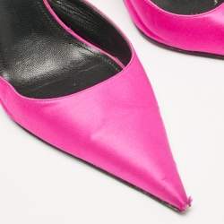 Balenciaga Pink Satin Pointed Toe Mary Jane Pumps Size 37.5