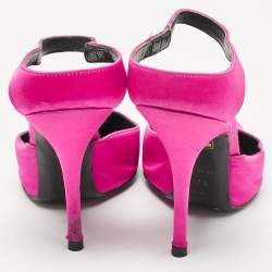 Balenciaga Pink Satin Pointed Toe Mary Jane Pumps Size 37.5