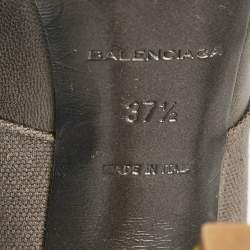 Balenciaga Grey Canvas and Leather Peep Toe Pumps Size 37.5