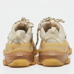 Balenciaga Cream Leather and Mesh Triple S Clear Sneakers Size 35