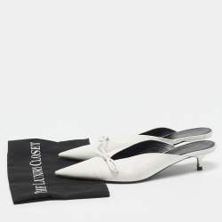 Balenciaga White Leather Knife Bow Mules Size 38.5
