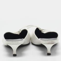 Balenciaga White Leather Knife Bow Mules Size 38.5