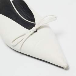 Balenciaga White Leather Knife Bow Mules Size 38.5