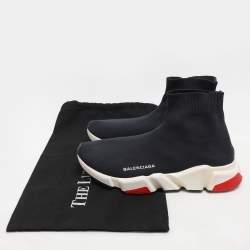 Balenciaga Navy Knit Fabric Speed Trainer High Top Sneakers Size 39