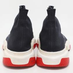 Balenciaga Navy Knit Fabric Speed Trainer High Top Sneakers Size 39