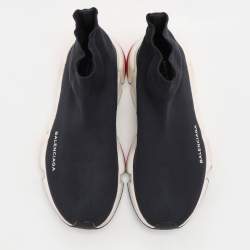 Balenciaga Navy Knit Fabric Speed Trainer High Top Sneakers Size 39