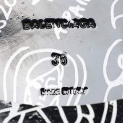 مملوكة مسبقًا بوت بالنسياجا جرافيتي جلد لامع أسود مقاس 38