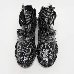 مملوكة مسبقًا بوت بالنسياجا جرافيتي جلد لامع أسود مقاس 38