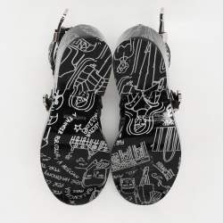 مملوكة مسبقًا بوت بالنسياجا جرافيتي جلد لامع أسود مقاس 38