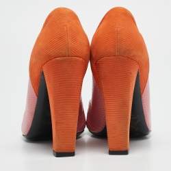 Balenciaga Multicolor Lizard Embossed and Leather Block Heel Pumps Size 39.5
