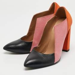 Balenciaga Multicolor Lizard Embossed and Leather Block Heel Pumps Size 39.5