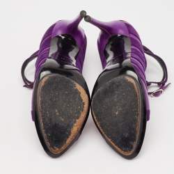 Pre Owned Balenciaga Purple Suede Strappy Sandals Size 39