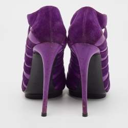 Pre Owned Balenciaga Purple Suede Strappy Sandals Size 39