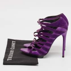 Pre Owned Balenciaga Purple Suede Strappy Sandals Size 39