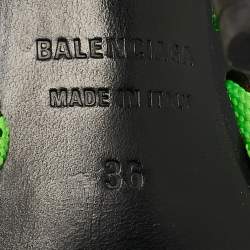 Balenciaga Green/Black Leather Logo Lace Ankle Wrap Sandals Size 36