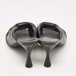 Balenciaga Black Leather Drapy Mules Size 37.5