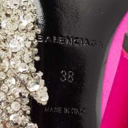 Balenciaga Pink Satin Crystal Embellished Pumps Size 38