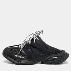 Balenciaga Black Faux Leather Track Mule Sneakers Size 39