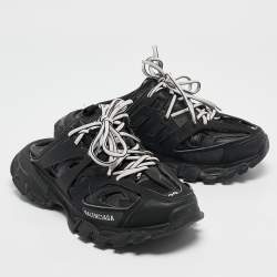 Balenciaga Black Faux Leather Track Mule Sneakers Size 39