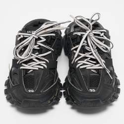 Balenciaga Black Faux Leather Track Mule Sneakers Size 39