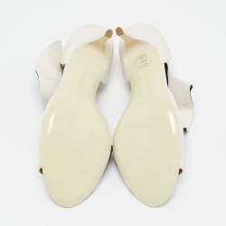 Balenciaga White/Black Leather Peep Toe Pumps Size 39