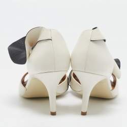 Balenciaga White/Black Leather Peep Toe Pumps Size 39