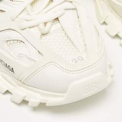 Pre Owned Balenciaga White Mesh and Faux Leather Track Mule Sneakers Size 39